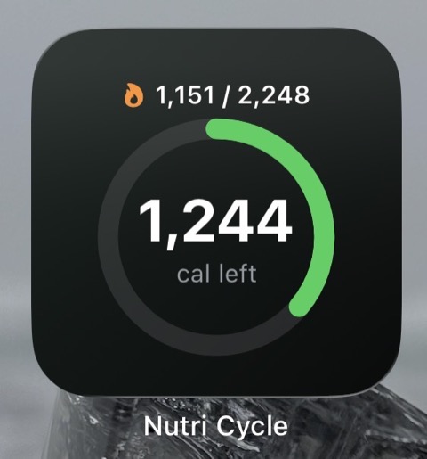 NutriCycle calorie widget, dark mode